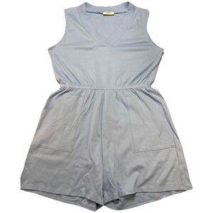 Zenana Romper Sleeveless V-neck Baby Blue, Pockets,Sz 2X,‎ Comfy, Preppy, Dress,